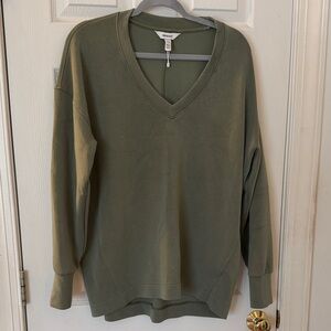 SPANX Air Essentials Olive Green V-Neck Pullover